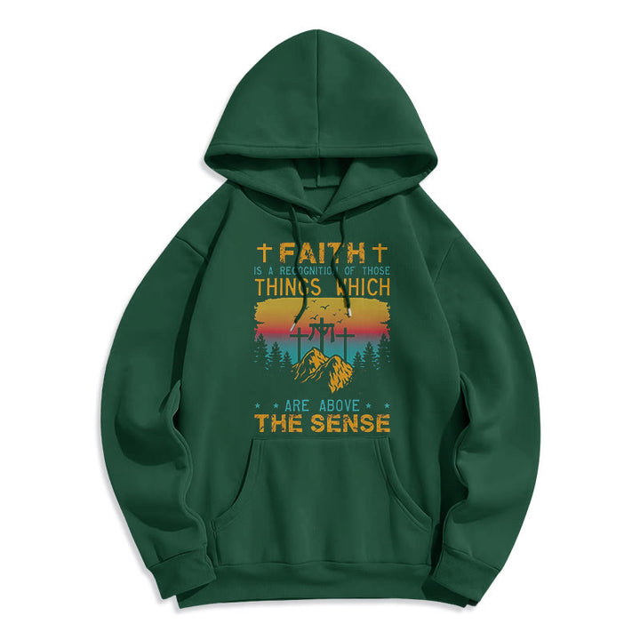 Christianartworkshop Colored Style Faith Is A Recognition Fleece Lined Polyester Hoodie
