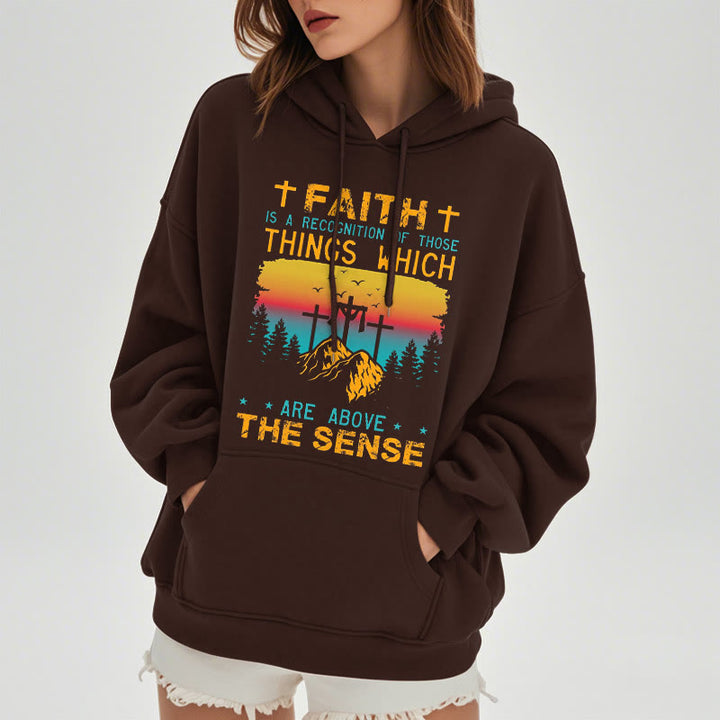 Christianartworkshop Colored Style Faith Is A Recognition Fleece Lined Polyester Hoodie