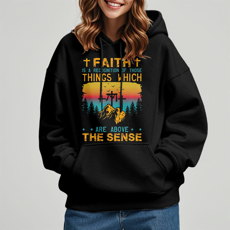 Christianartworkshop Colored Style Faith Is A Recognition Fleece Lined Polyester Hoodie