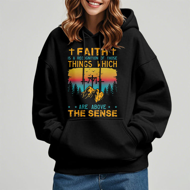 Christianartworkshop Colored Style Faith Is A Recognition Fleece Lined Polyester Hoodie