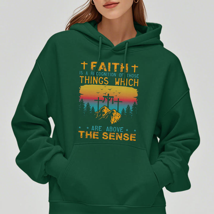 Christianartworkshop Colored Style Faith Is A Recognition Fleece Lined Polyester Hoodie