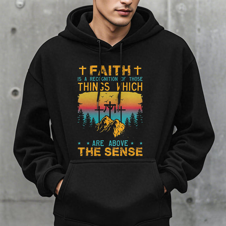 Christianartworkshop Colored Style Faith Is A Recognition Fleece Lined Polyester Hoodie