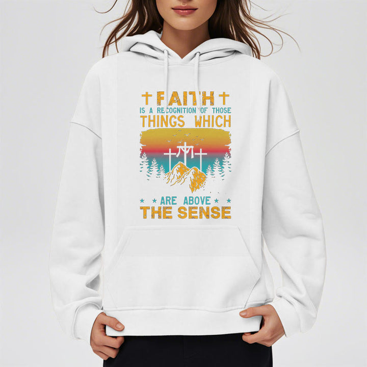 Christianartworkshop Colored Style Faith Is A Recognition Fleece Lined Polyester Hoodie