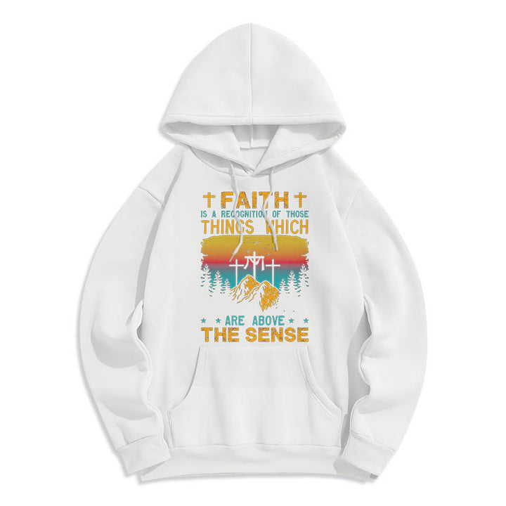 Christianartworkshop Colored Style Faith Is A Recognition Fleece Lined Polyester Hoodie