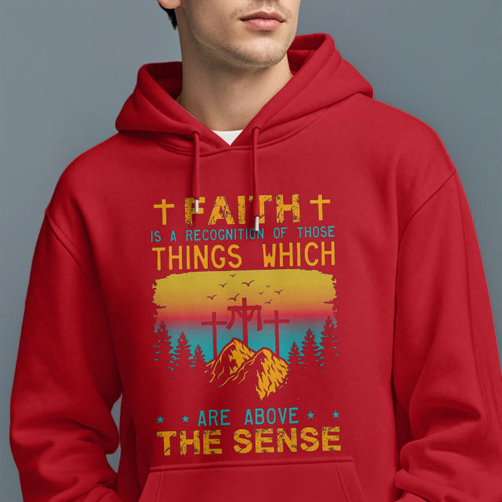 Christianartworkshop Colored Style Faith Is A Recognition Fleece Lined Polyester Hoodie