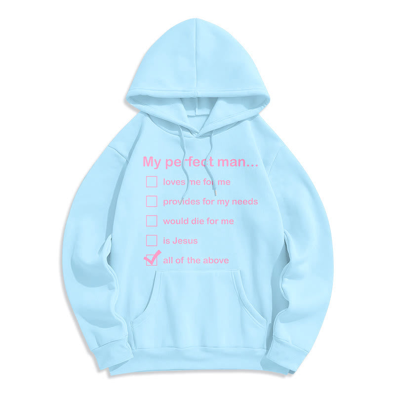 Christianartworkshop  Modern Style My Perfect Man Is Jesus Fleece Lined Polyester Hoodie - Blue - 2XL - image 25