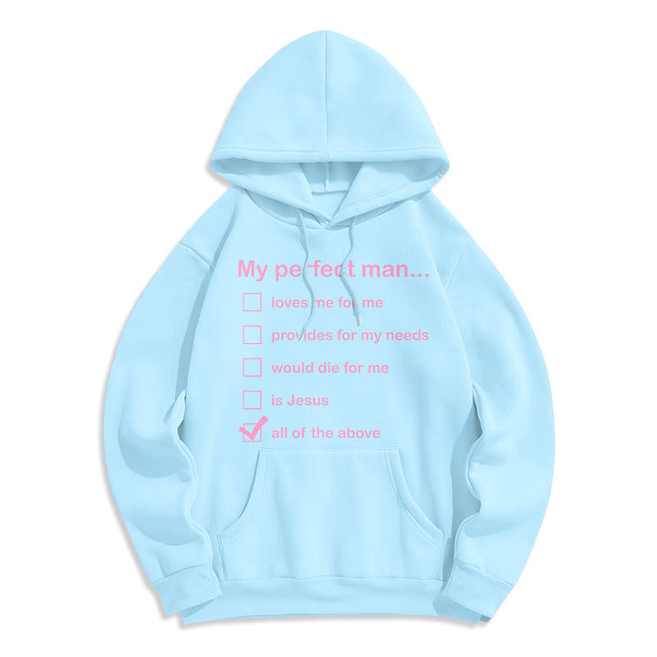 Christianartworkshop  Modern Style My Perfect Man Is Jesus Fleece Lined Polyester Hoodie - Blue - 2XL - image 25