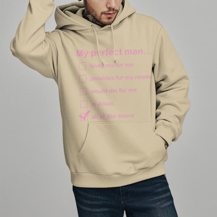 Christianartworkshop  Modern Style My Perfect Man Is Jesus Fleece Lined Polyester Hoodie