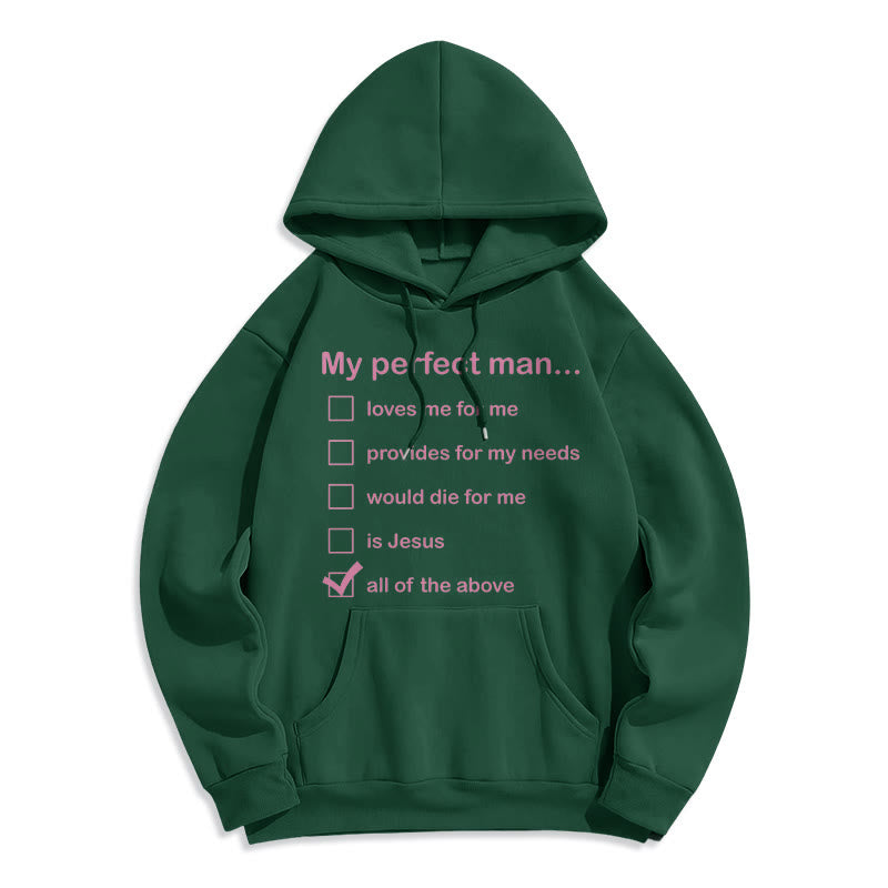 Christianartworkshop  Modern Style My Perfect Man Is Jesus Fleece Lined Polyester Hoodie - Green - 2XL - image 20