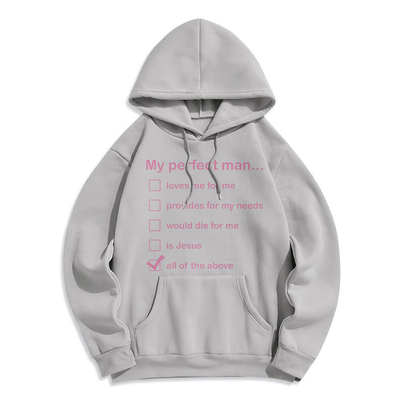 Christianartworkshop  Modern Style My Perfect Man Is Jesus Fleece Lined Polyester Hoodie - Grey - 2XL - image 30