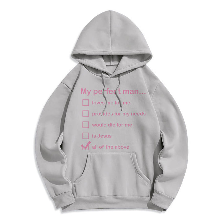 Christianartworkshop  Modern Style My Perfect Man Is Jesus Fleece Lined Polyester Hoodie - Grey - 2XL - image 30