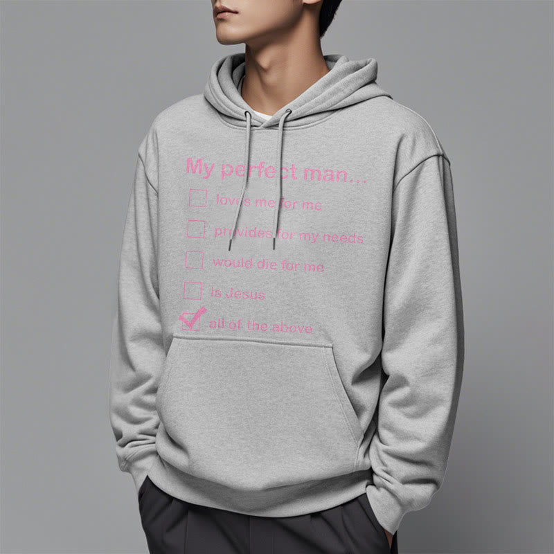 Christianartworkshop  Modern Style My Perfect Man Is Jesus Fleece Lined Polyester Hoodie - image 32