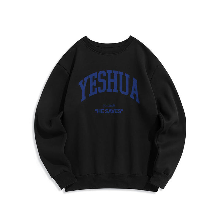 Christianartworkshop Classic Style Yeshua He Saves Fleece Lined Polyester Sweatshirt