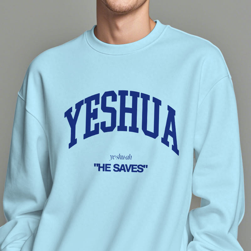 Christianartworkshop Classic Style Yeshua He Saves Fleece Lined Polyester Sweatshirt