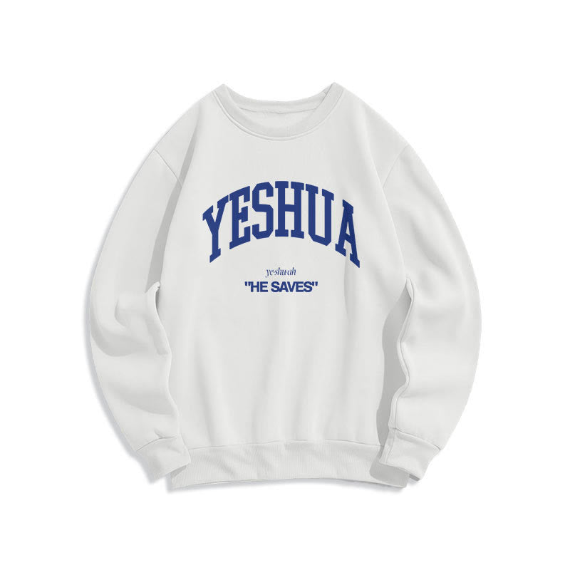 Christianartworkshop Classic Style Yeshua He Saves Fleece Lined Polyester Sweatshirt