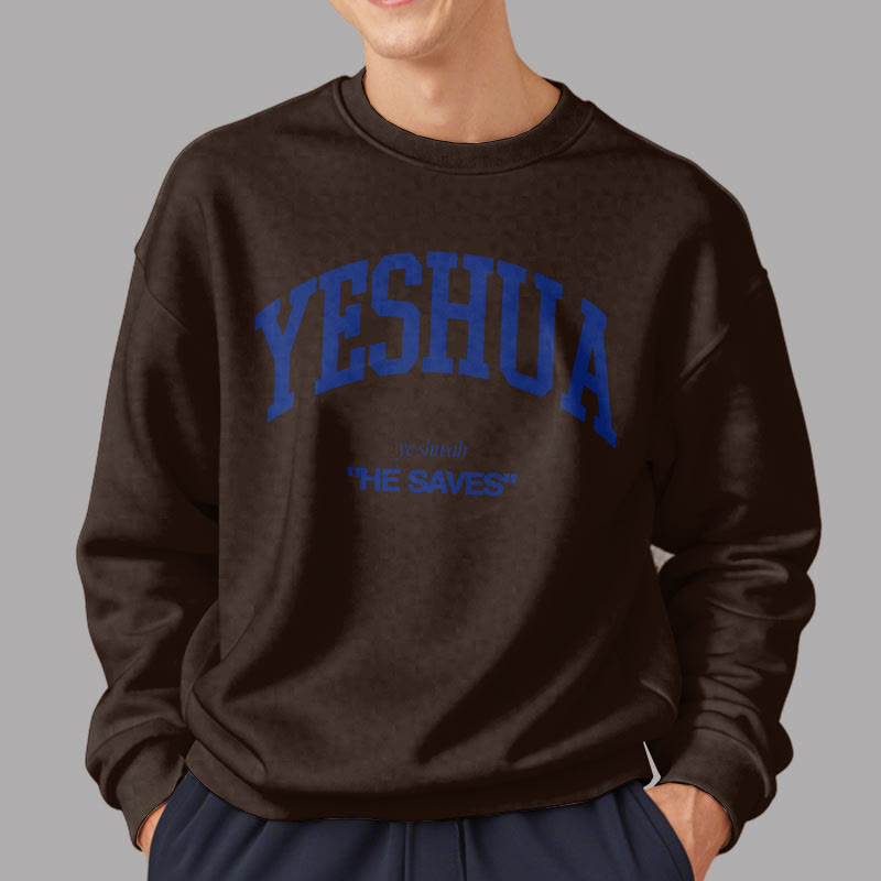 Christianartworkshop Classic Style Yeshua He Saves Fleece Lined Polyester Sweatshirt