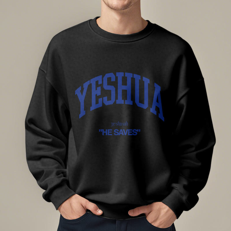 Christianartworkshop Classic Style Yeshua He Saves Fleece Lined Polyester Sweatshirt