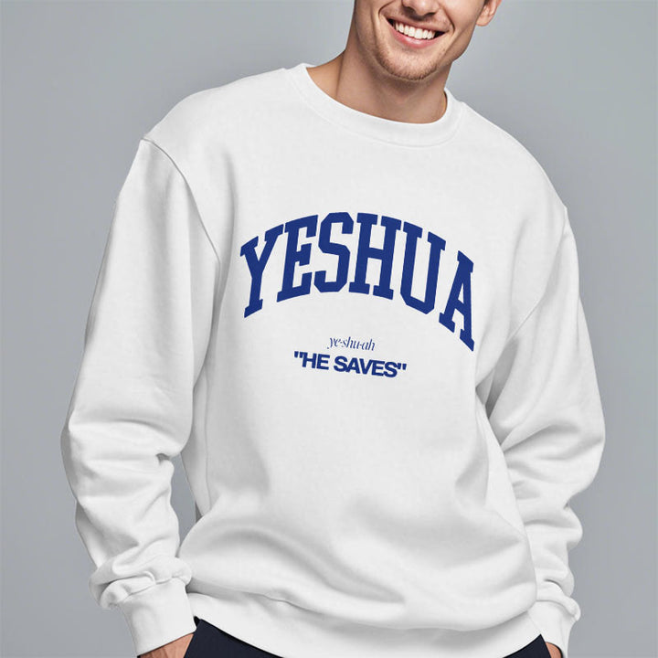 Christianartworkshop Classic Style Yeshua He Saves Fleece Lined Polyester Sweatshirt