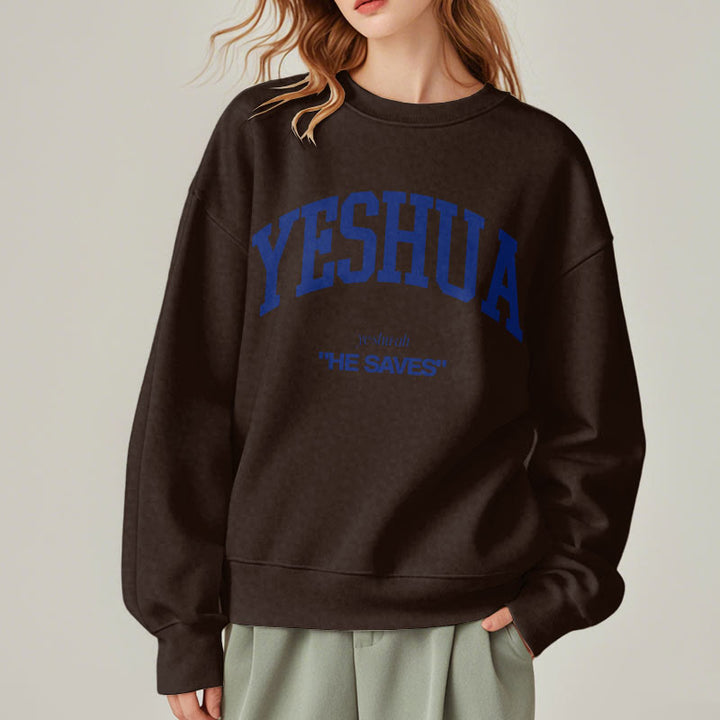 Christianartworkshop Classic Style Yeshua He Saves Fleece Lined Polyester Sweatshirt