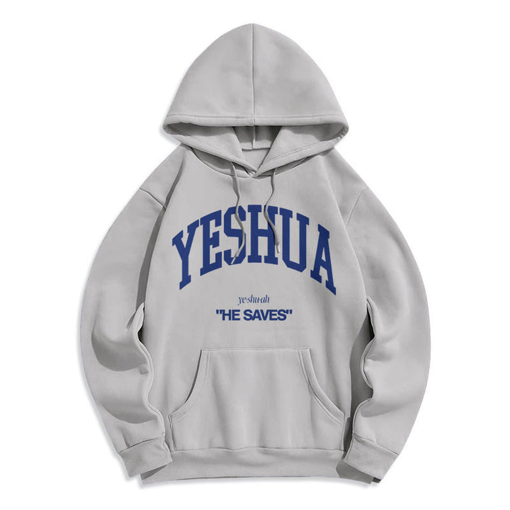 Christianartworkshop Classic Style Yeshua He Saves Fleece Lined Polyester Hoodie