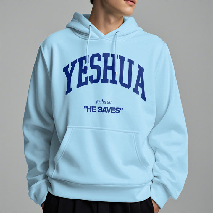 Christianartworkshop Classic Style Yeshua He Saves Fleece Lined Polyester Hoodie