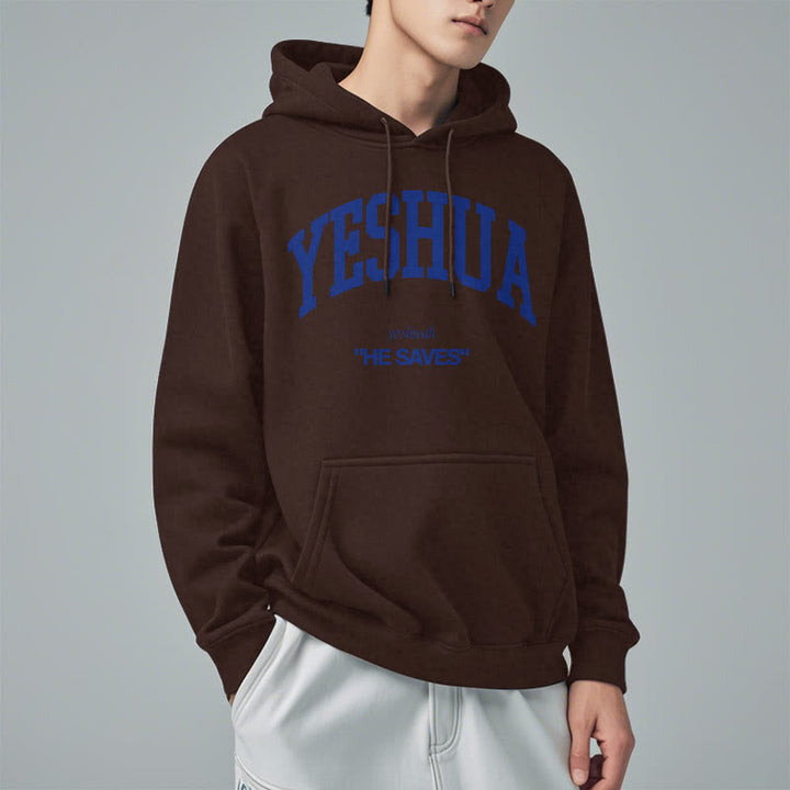 Christianartworkshop Classic Style Yeshua He Saves Fleece Lined Polyester Hoodie