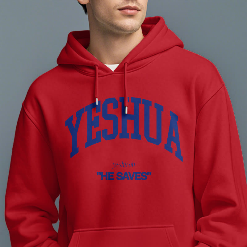 Christianartworkshop Classic Style Yeshua He Saves Fleece Lined Polyester Hoodie