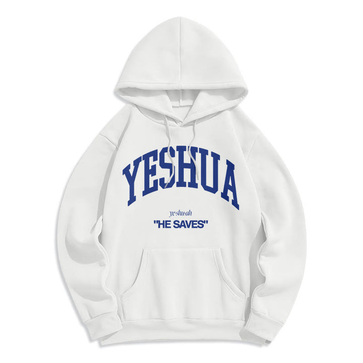 Christianartworkshop Classic Style Yeshua He Saves Fleece Lined Polyester Hoodie