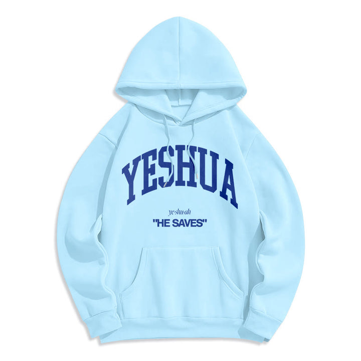 Christianartworkshop Classic Style Yeshua He Saves Fleece Lined Polyester Hoodie