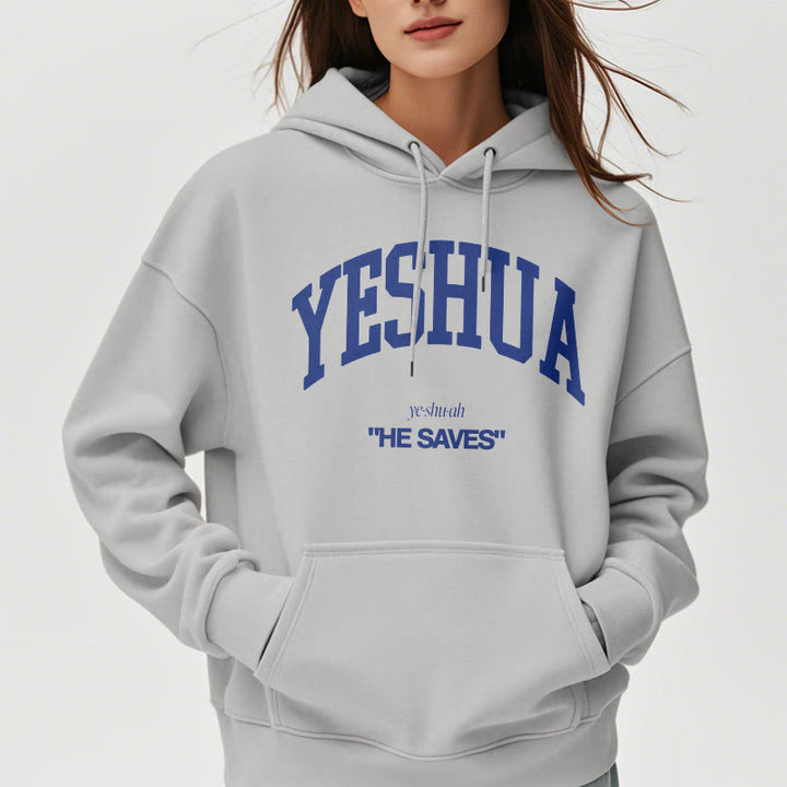 Christianartworkshop Classic Style Yeshua He Saves Fleece Lined Polyester Hoodie