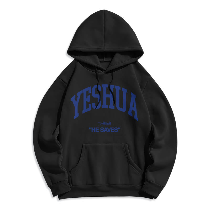 Christianartworkshop Classic Style Yeshua He Saves Fleece Lined Polyester Hoodie