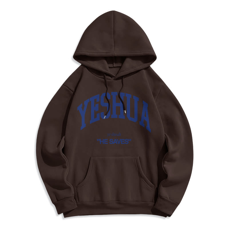 Christianartworkshop Classic Style Yeshua He Saves Fleece Lined Polyester Hoodie