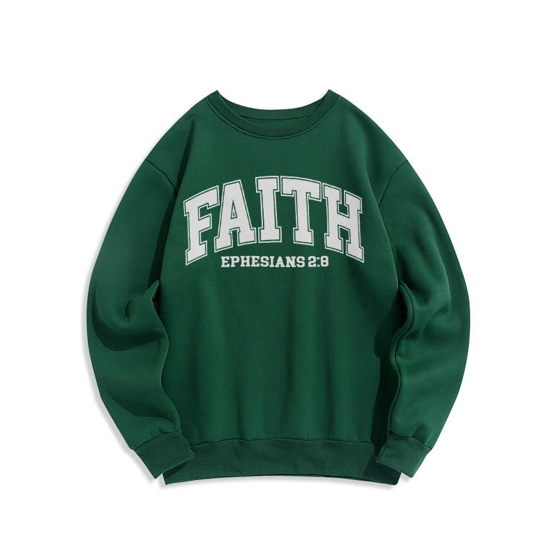 Christianartworkshop Modern Style Faith Ephesians 2 : 8 Fleece Lined Polyester Sweatshirt - Green - 2XL - image 0