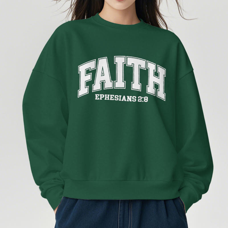 Christianartworkshop Modern Style Faith Ephesians 2 : 8 Fleece Lined Polyester Sweatshirt