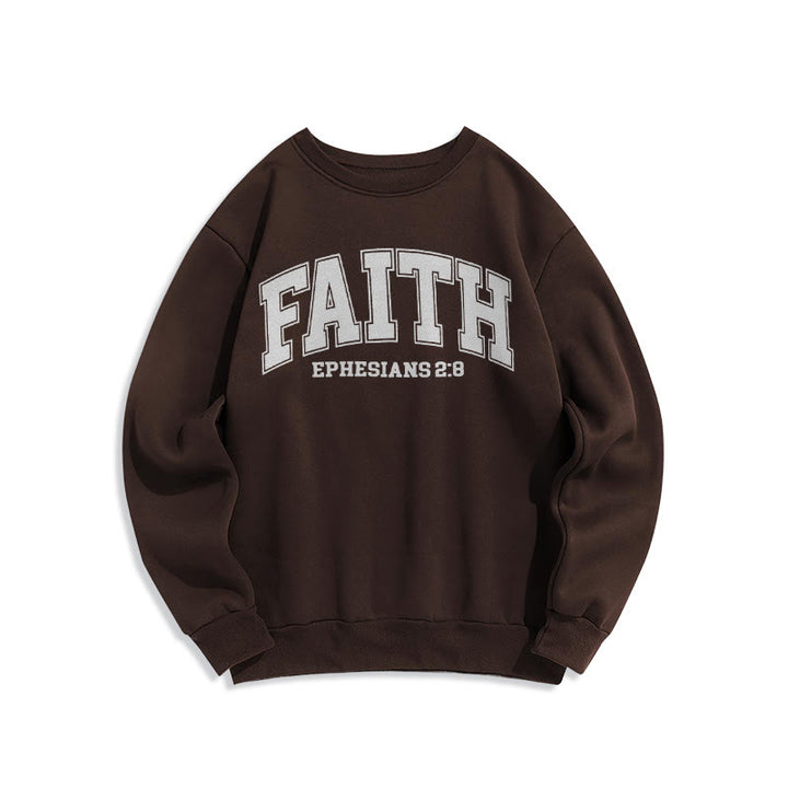 Christianartworkshop Modern Style Faith Ephesians 2 : 8 Fleece Lined Polyester Sweatshirt