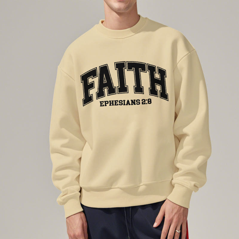 Christianartworkshop Modern Style Faith Ephesians 2 : 8 Fleece Lined Polyester Sweatshirt