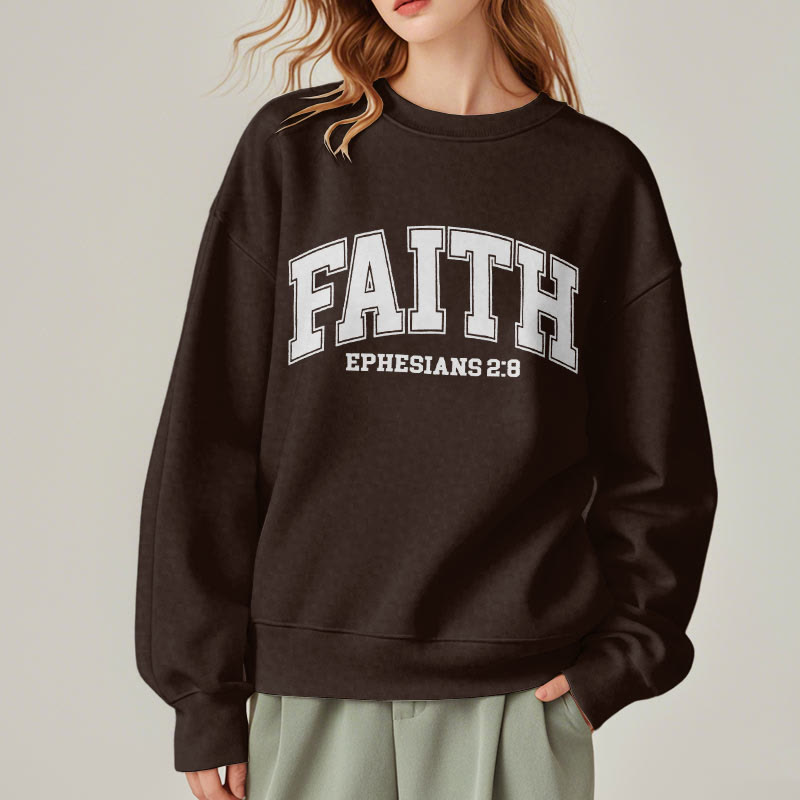 Christianartworkshop Modern Style Faith Ephesians 2 : 8 Fleece Lined Polyester Sweatshirt