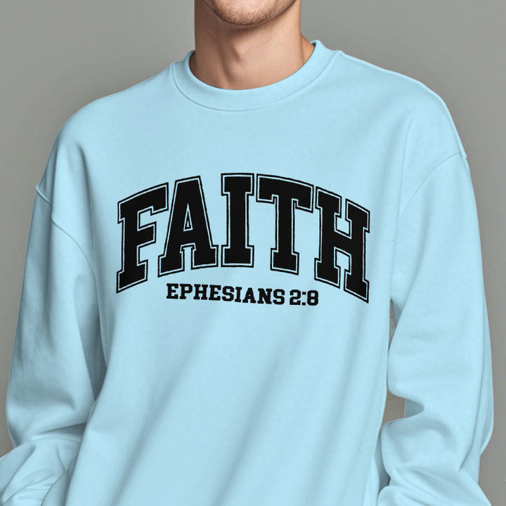 Christianartworkshop Modern Style Faith Ephesians 2 : 8 Fleece Lined Polyester Sweatshirt