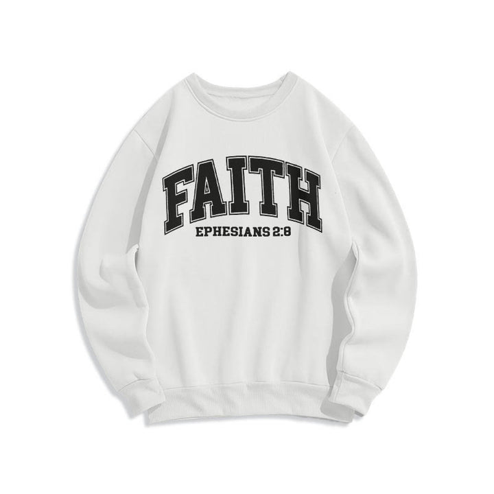 Christianartworkshop Modern Style Faith Ephesians 2 : 8 Fleece Lined Polyester Sweatshirt