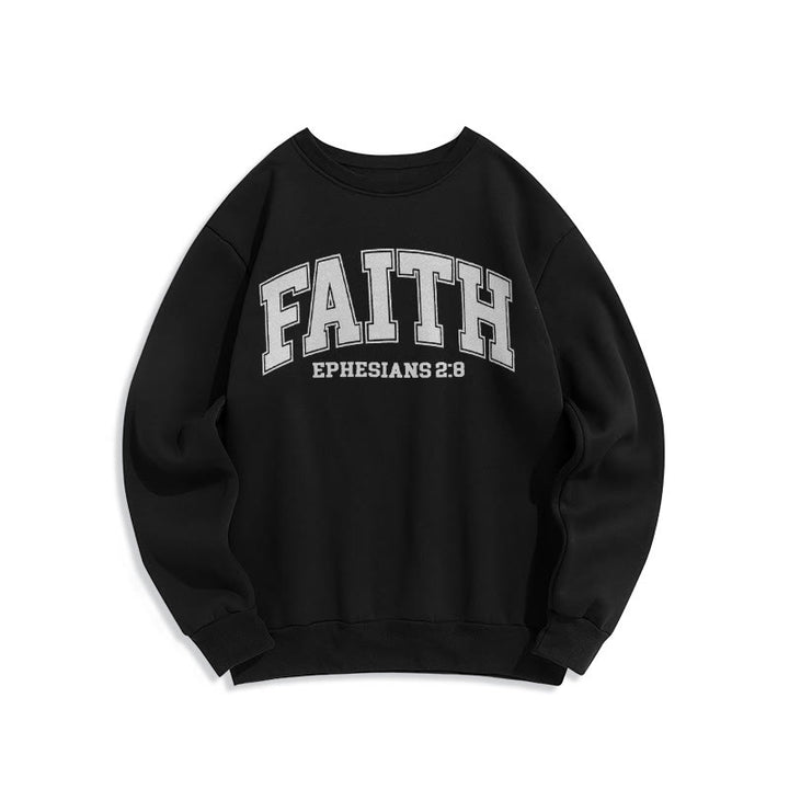 Christianartworkshop Modern Style Faith Ephesians 2 : 8 Fleece Lined Polyester Sweatshirt