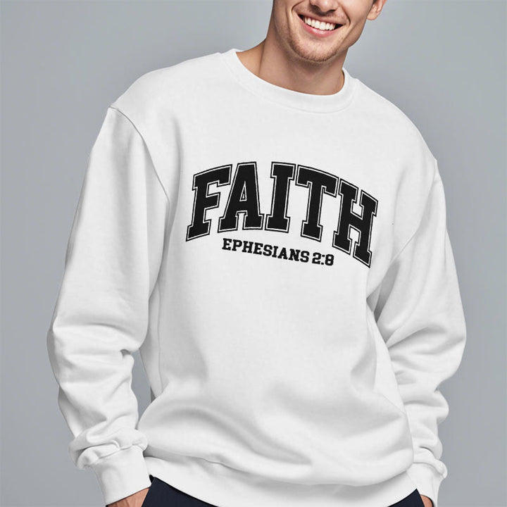 Christianartworkshop Modern Style Faith Ephesians 2 : 8 Fleece Lined Polyester Sweatshirt