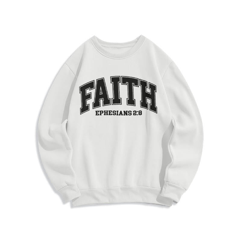 Christianartworkshop Modern Style Faith Ephesians 2 : 8 Fleece Lined Polyester Sweatshirt - White - 2XL - image 10