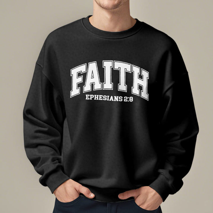 Christianartworkshop Modern Style Faith Ephesians 2 : 8 Fleece Lined Polyester Sweatshirt