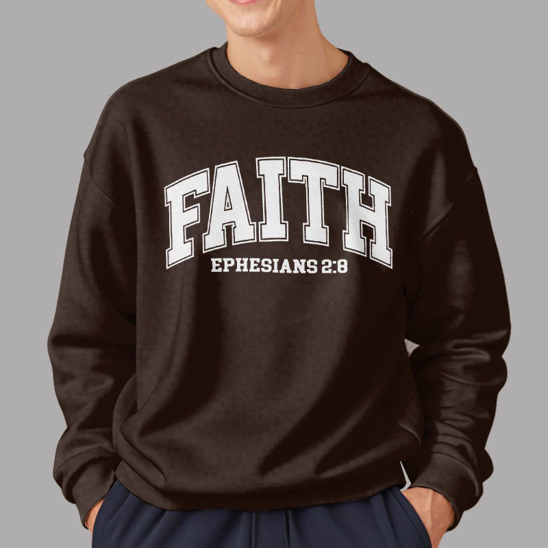 Christianartworkshop Modern Style Faith Ephesians 2 : 8 Fleece Lined Polyester Sweatshirt