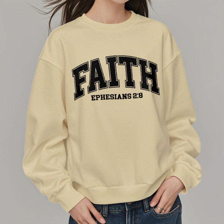 Christianartworkshop Modern Style Faith Ephesians 2 : 8 Fleece Lined Polyester Sweatshirt