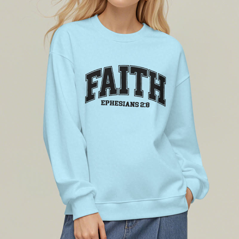 Christianartworkshop Modern Style Faith Ephesians 2 : 8 Fleece Lined Polyester Sweatshirt