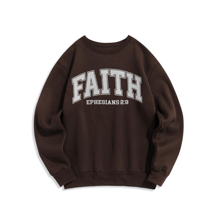 Christianartworkshop Modern Style Faith Ephesians 2 : 8 Fleece Lined Polyester Sweatshirt - Brown - 2XL - image 20