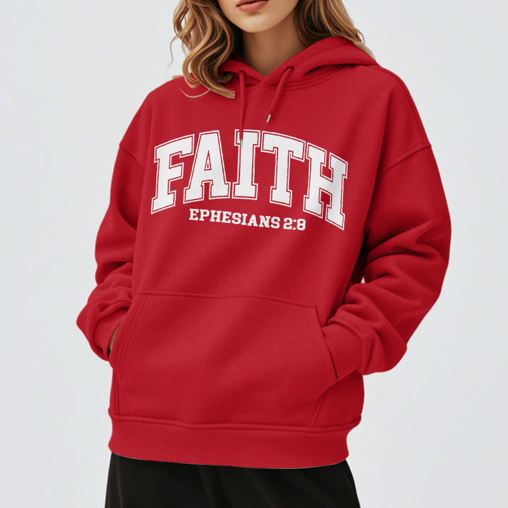 Christianartworkshop Modern Style Faith Ephesians 2 : 8 Fleece Lined Polyester Hoodie