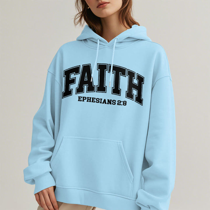 Christianartworkshop Modern Style Faith Ephesians 2 : 8 Fleece Lined Polyester Hoodie