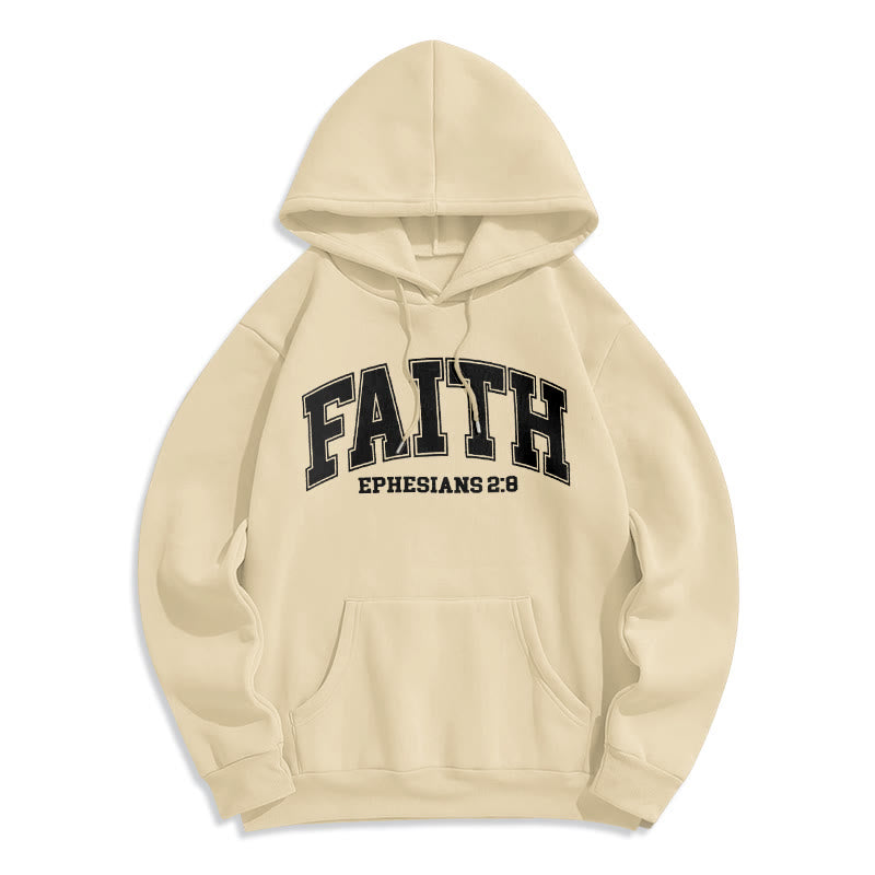 Christianartworkshop Modern Style Faith Ephesians 2 : 8 Fleece Lined Polyester Hoodie